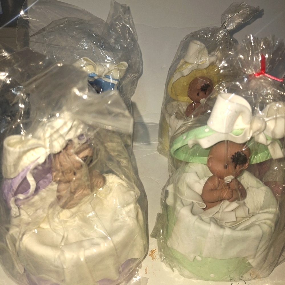 Cold porcelain baby in a box cake topper
